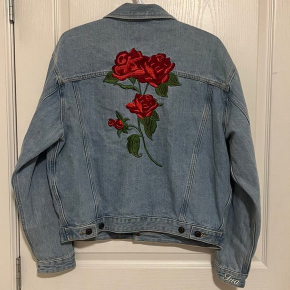 Aritzia TNA Rose Embroided Jean Jacket - Picture 1 of 5